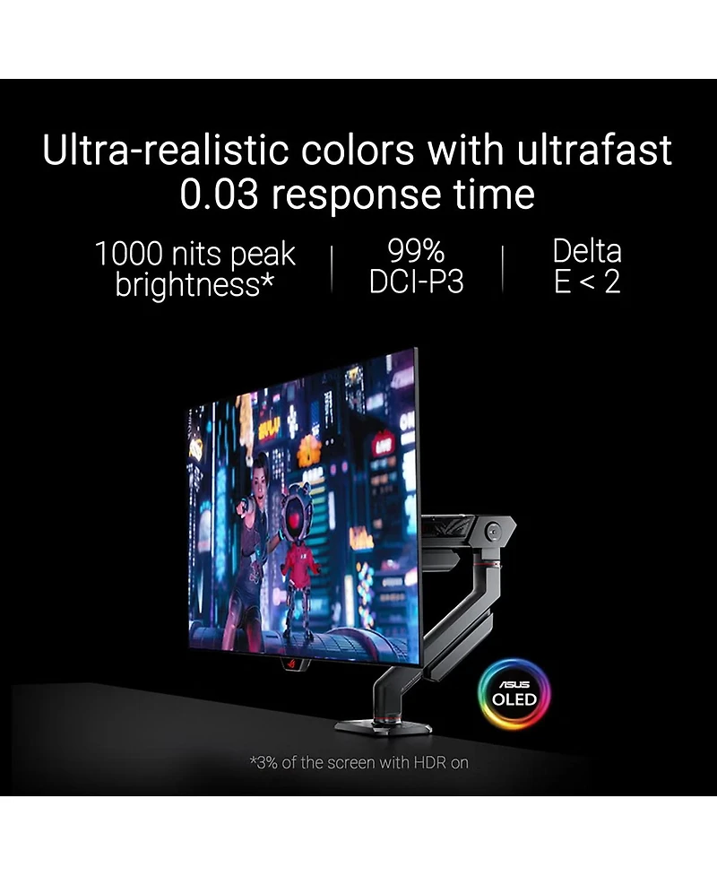 Asus Rog Swift Oled PG27AQDM-r 27" Qhd 240Hz Gaming Computer Monitor