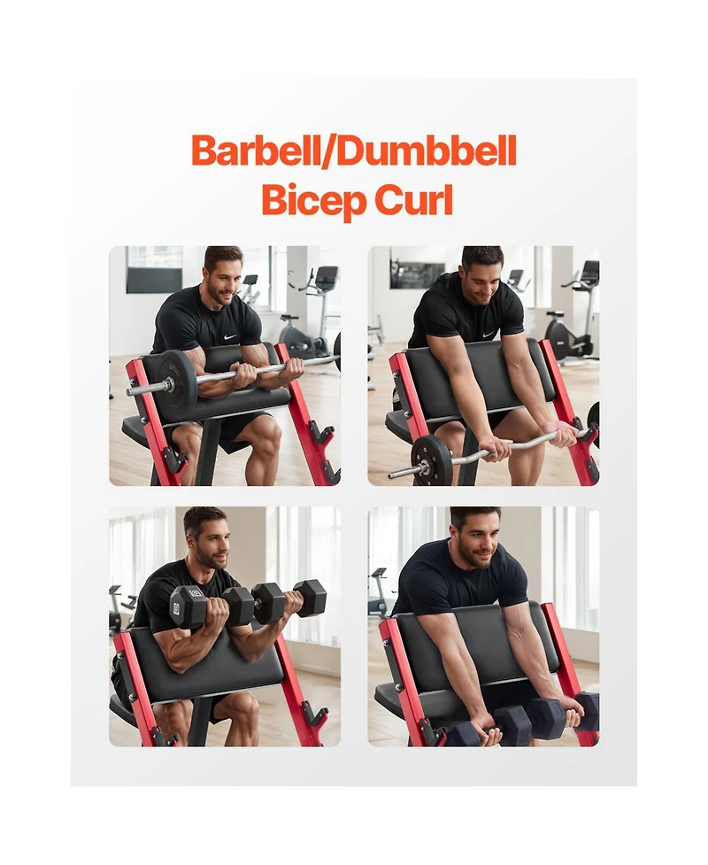 Vevor Preacher Curl Bench Adjustable Home Gym Biceps Machine Barbell Equipment