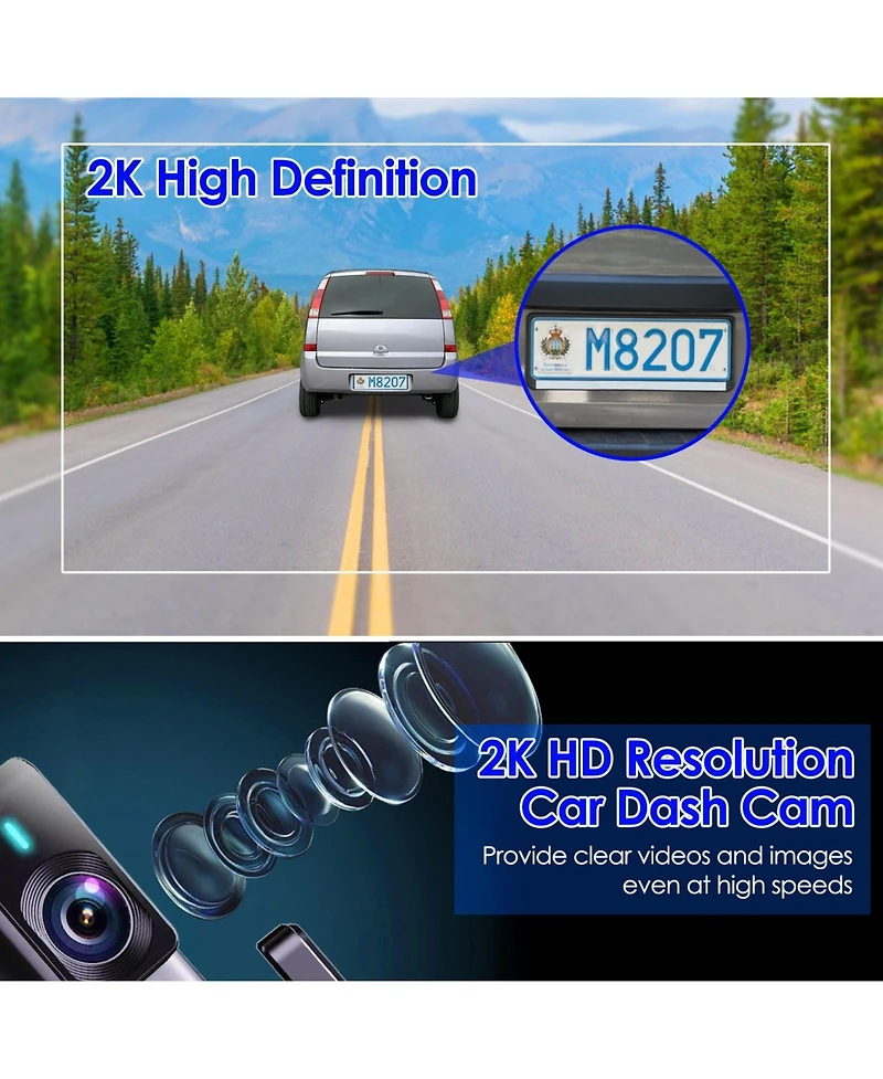 Neewer 2K Dash Cam with WiFi App Control, Night Vision, Loop Recording, 32G Card