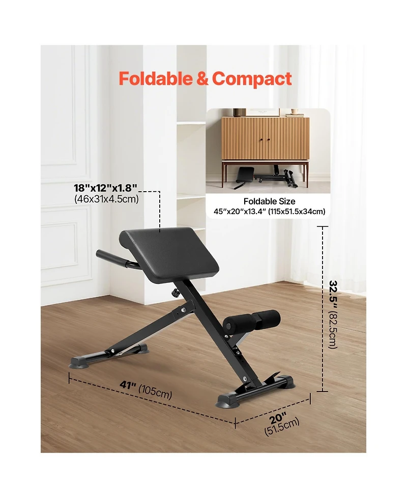 Vevor Roman Chair Back Extension Hyperextension Bench Adjustable Foldable Home Gym
