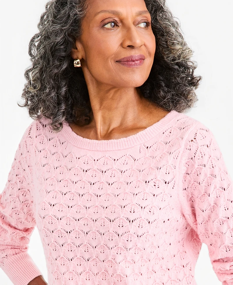 Style & Co Women's Lurex Boatneck Pointelle Sweater, Macy's Exclusive