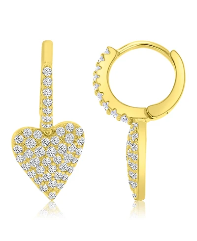 Macy's 14k Gold-Plated Pave Heart Huggie Earrings