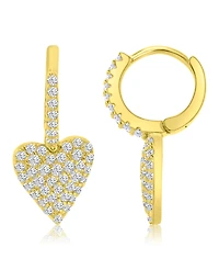Macy's 14k Gold-Plated Pave Heart Huggie Earrings