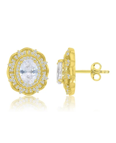 Macy's 14k Gold-Plated Classic Oval Halo Earrings