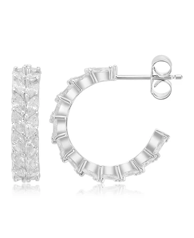 Macy's Silver-Plated Marquise J Hoop Earrings