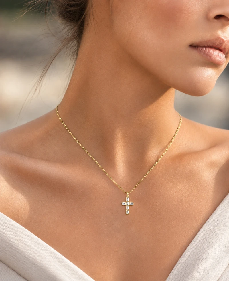 Macy's 14k Gold-Plated Minimalist Cross Chain Necklace