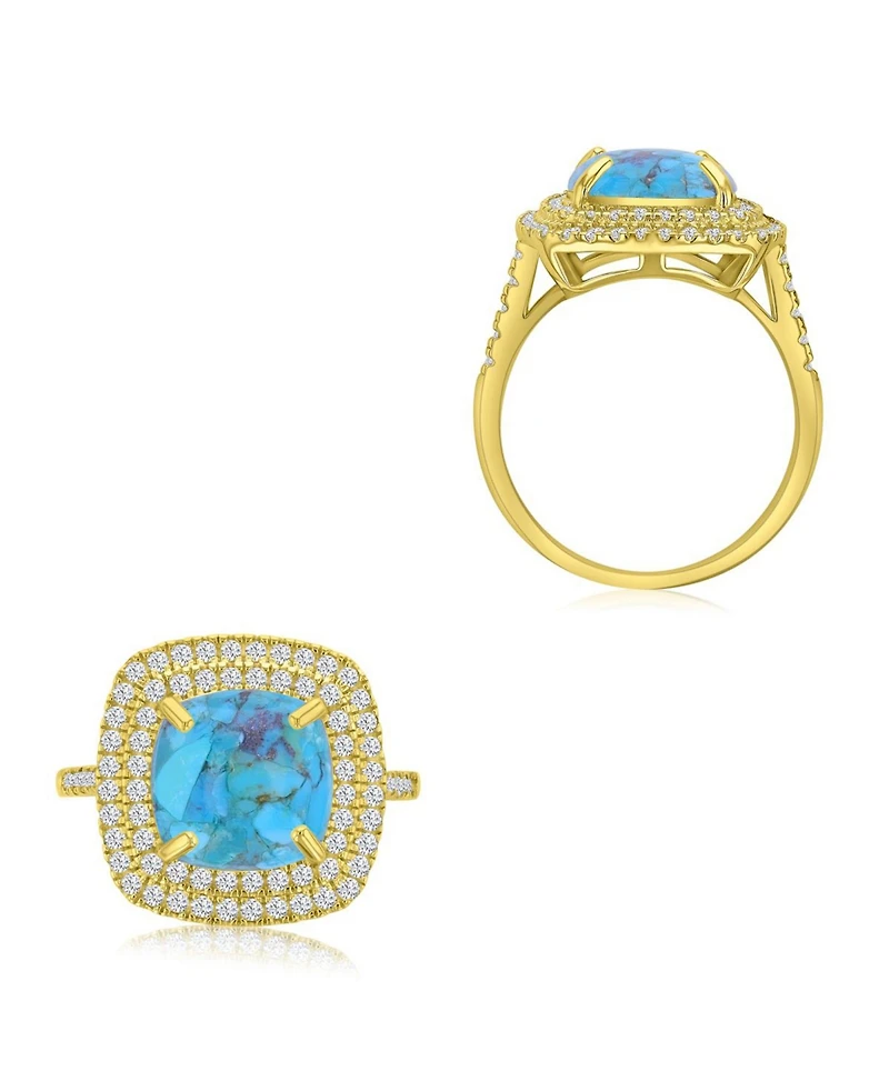 Macy's 14k Gold-Plated Turquoise Halo Fashion Ring