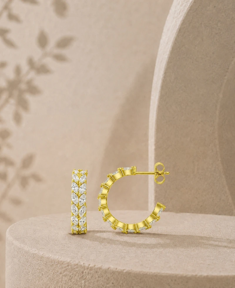 Macy's 14k Gold-Plated Slim J Shape Hoop Earrings