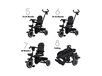 Kinder King 8-in-1 Folding Kids Tricycle Stroller with Adjustable Push Handle, Convertible Toddler