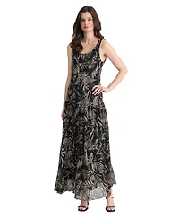 Jones New York Women's Tiered Tropical-Print Maxi Dress