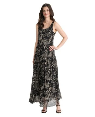Jones New York Womens Tiered Tropical Print Maxi Dress