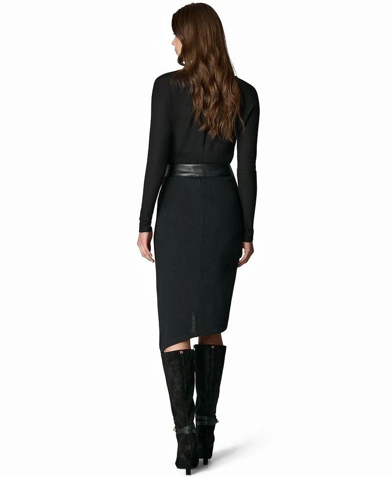 Donna Karan New York Women's Mixed-Media Wrap Midi Skirt
