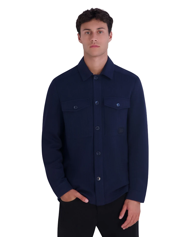 Karl Lagerfeld Paris Men's Pique Shirt Jacket