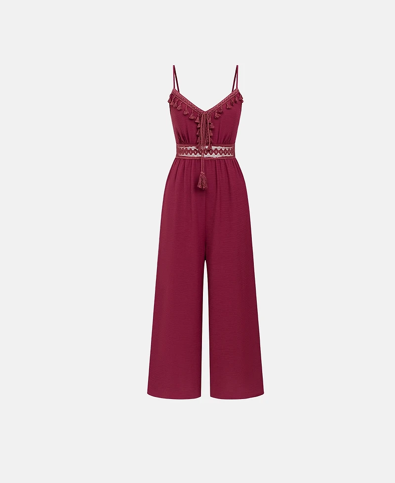 Cupshe Women's After Party V-Neck Sleeveless Crochet-Lace Jumpsuit