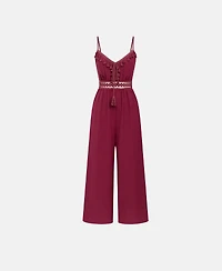 Cupshe Women's After Party V-Neck Sleeveless Crochet-Lace Jumpsuit