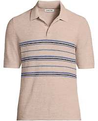 Lands' End Men's Short Sleeve Texture Stitch Sweater Polo