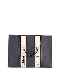 Pre-Owned Chloe Large Woody Tote Recycled Felt with Leather and Canvas