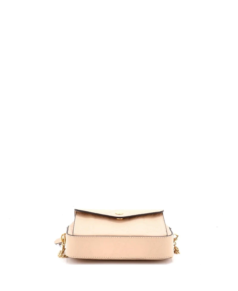 Pre-Owned Gucci Super Mini Front Pocket Chain Shoulder Bag Jumbo Gg Embossed Leather