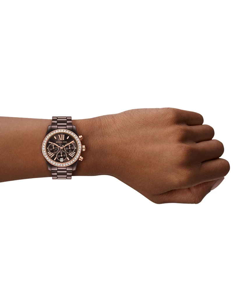 Michael Michael Kors Women's Lexington Chronograph Brown Ceramic Watch 38mm