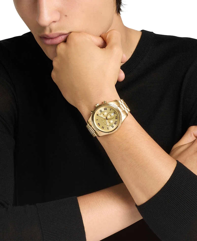 Michael Michael Kors Men's Lexington Chronograph Gold-Tone Stainless Steel Watch 44mm