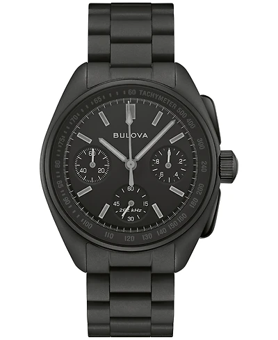 Bulova Men's Limited Edition Lunar Pilot "Black Hole" Black Stainless Steel Bracelet Watch 41.2mm