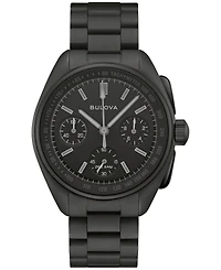 Bulova Men's Limited Edition Lunar Pilot "Black Hole" Black Stainless Steel Bracelet Watch 41.2mm