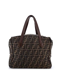 Pre-Owned Fendi Medium Double Zip Tote Zucca Canvas