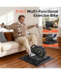 Fed Fitness Magnetic Resistance Under Desk Bike, Bluetooth App Mini Pedal Exerciser, Sitting Leg Workout Machine for Office Workers and Seniors