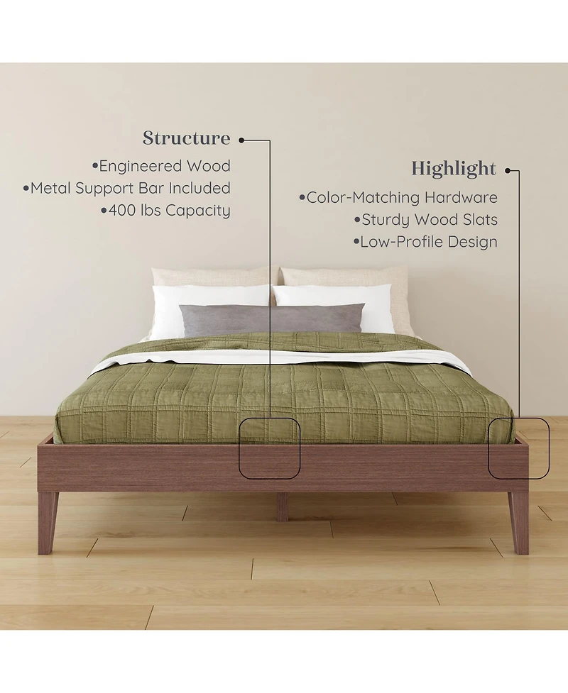 Grain & Grove Bear Platform Bed Oak Embossed