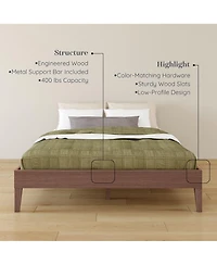 Grain & Grove Bear Platform Bed Oak Embossed