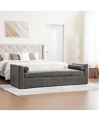 Streamdale Furniture 88.58" Modern Chenille Bench with Armrests and 2 Bolster Pillows