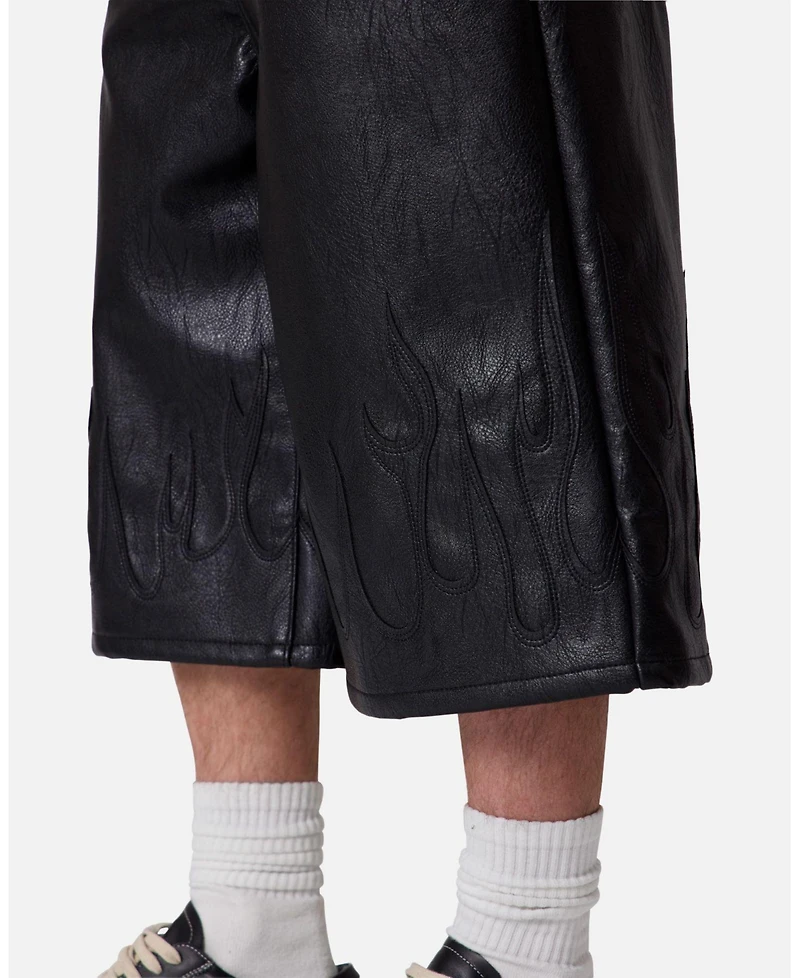 mnml Men's Ultra Baggy Leather Flame Shorts