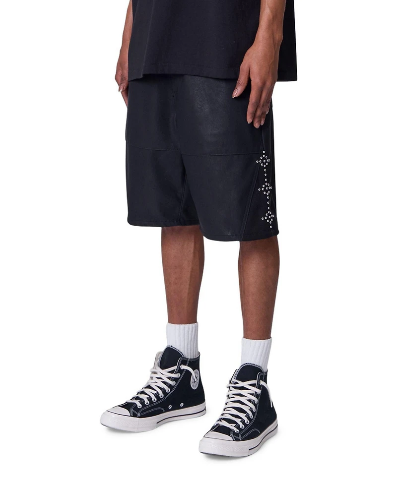 mnml Men's Ultra Baggy Stud Leather Shorts