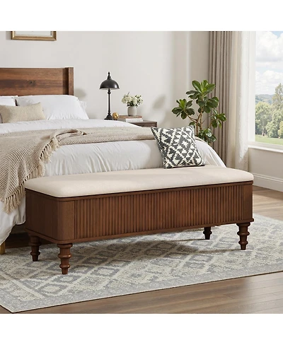 Streamdale Furniture 50.8-inch Multi-Functional Linen Storage Ottoman Bench