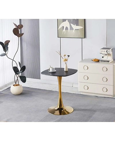 Streamdale Furniture 24-Inch Square Tulip Dining Table with Gold Pedestal Base