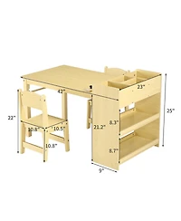 homfan Toddler Craft Play Wood Activity Desk Kids Art Table with Large Storage Shelves for Writing Drawing,Nursery, Children's Wooden Furniture