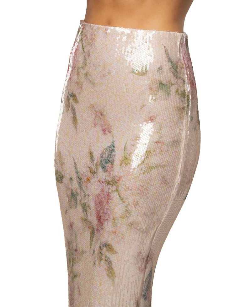 Jluxlabel Women's High-Waisted Floral Villa Nights Sequin Skirt