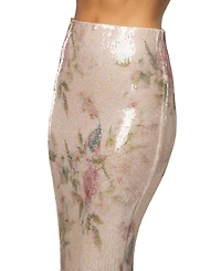 Jluxlabel Women's High-Waisted Floral Villa Nights Sequin Skirt