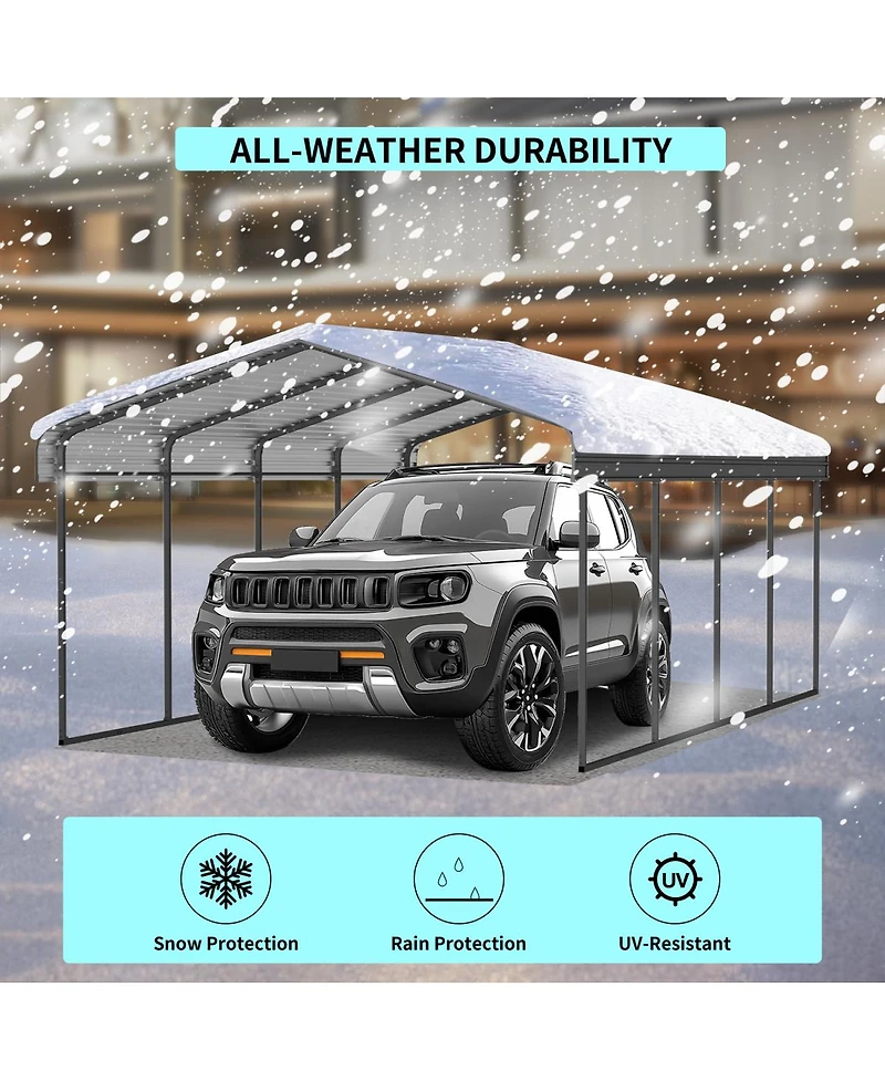 Streamdale Furniture 12x20 Feet Heavy-Duty Galvanized Steel Metal Carport Garage Shelter
