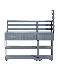 Streamdale Furniture 62.3'' Solid Wood Patio Kitchen Island And Grill Prep Table