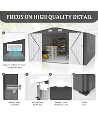 Streamdale Furniture 10x14 Feet Metal Outdoor Storage Shed With 3 Lockable Doors