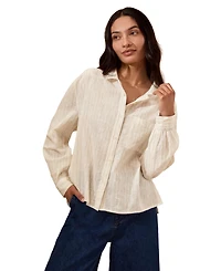 Celtic & Co. Women's Draped Boxy Collared Shirt