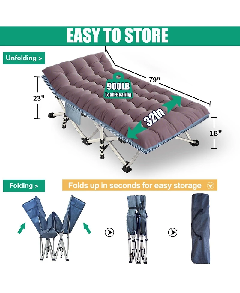 Aofar 2 Pack Camping Cot Folding Bed Portable Sleep Mattress Carry Bag
