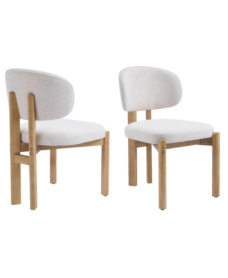 Boyel Living 2-Piece Dining Chairs, Fabric and Solid Wood Frame, Ergonomic Upholstered Kitchen Chairs