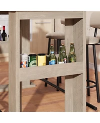 homfan 63-Inch Farmhouse Bar Table with Storage Shelves and Metal Footrest, Counter Height Pub Table for Kitchen