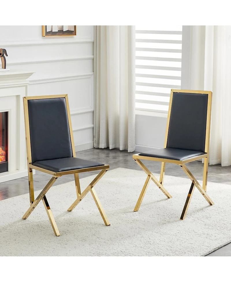 Streamdale Furniture 2-Pack Metal Framed Pu Dining Chairs