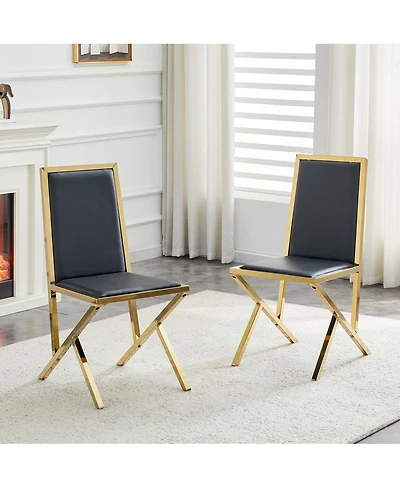 Streamdale Furniture 2-Pack Metal Framed Pu Dining Chairs