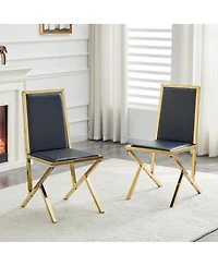 Streamdale Furniture 2-Pack Metal Framed Pu Dining Chairs