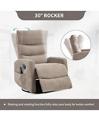 Boyel Living Chenille Manual Recliner Chair Rocker Swivel with Heat and Massage for Room