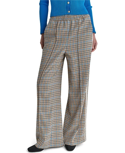 Bcbg Women's Mid-Rise Plaid Wide-Leg Track Pants
